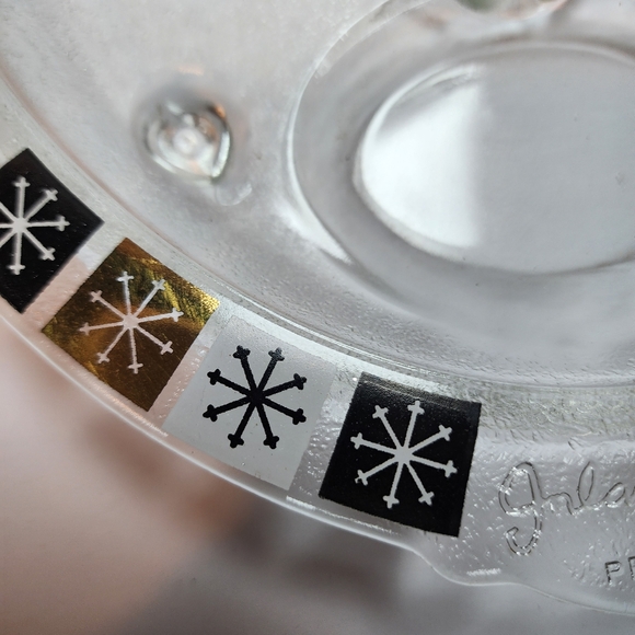 Inland Glass Platter Snowflake Atomic Starburst Pattern Meat Serving Tray EUC! - Picture 4 of 7